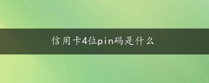 信用卡4位pin码是什么