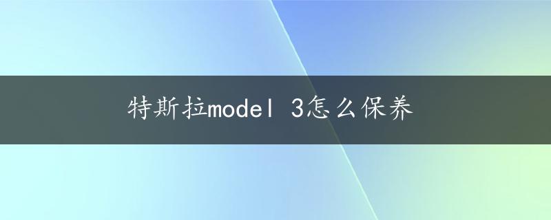 特斯拉model 3怎么保养