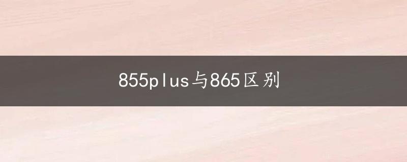 855plus与865区别