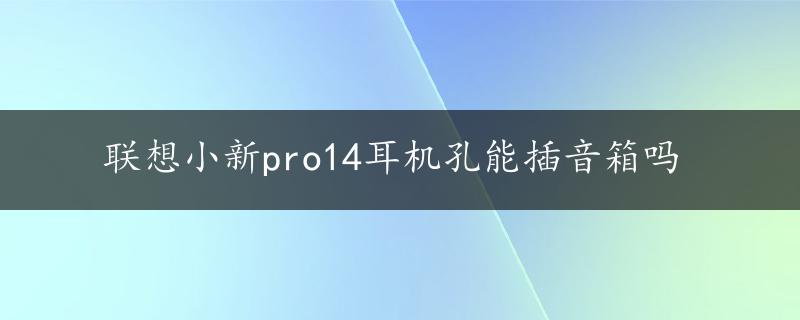 联想小新pro14耳机孔能插音箱吗