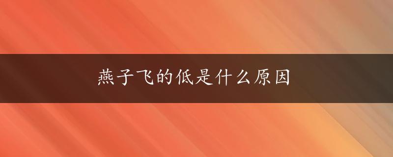 燕子飞的低是什么原因