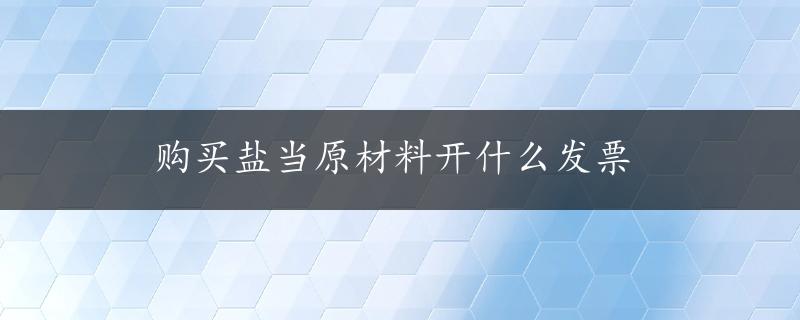 购买盐当原材料开什么发票