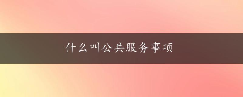 什么叫公共服务事项