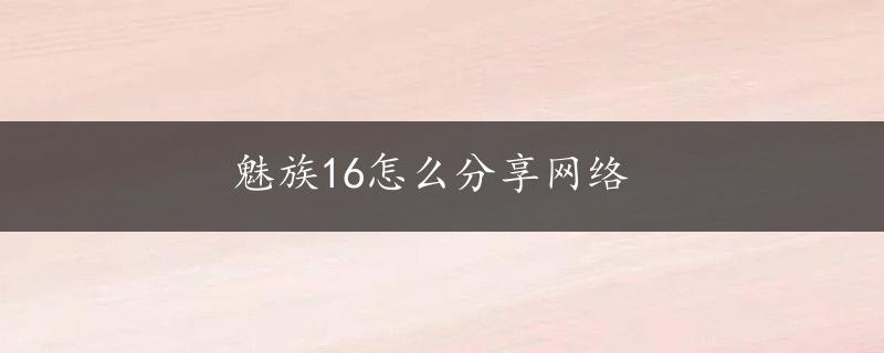 魅族16怎么分享网络