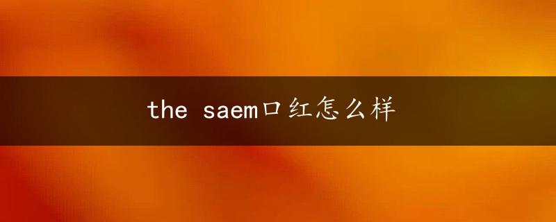 the saem口红怎么样