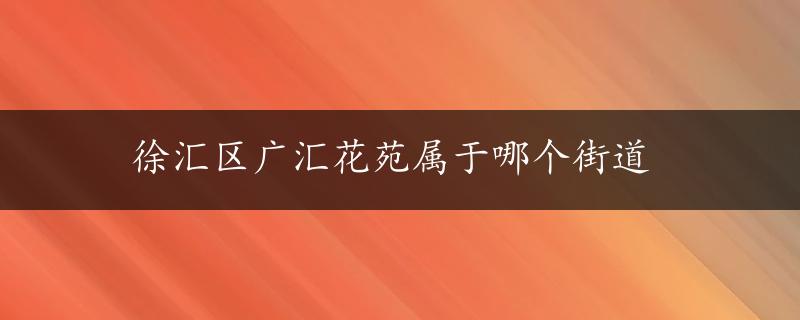 徐汇区广汇花苑属于哪个街道