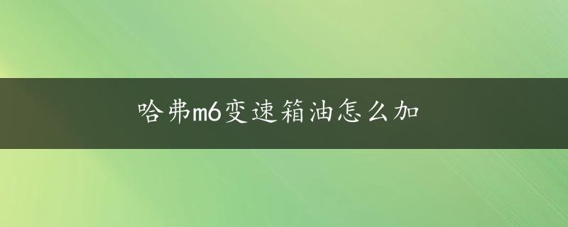 哈弗m6变速箱油怎么加