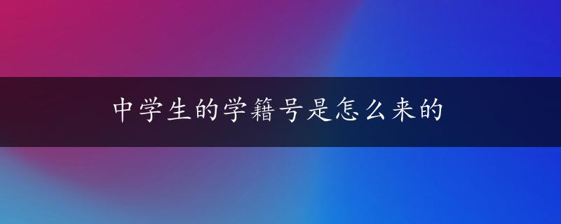 中学生的学籍号是怎么来的