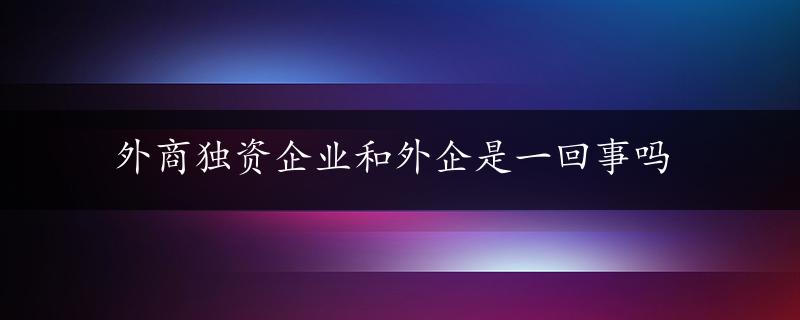 外商独资企业和外企是一回事吗