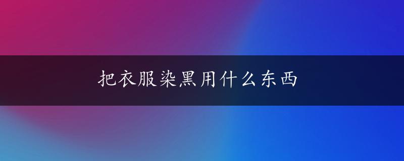 把衣服染黑用什么东西