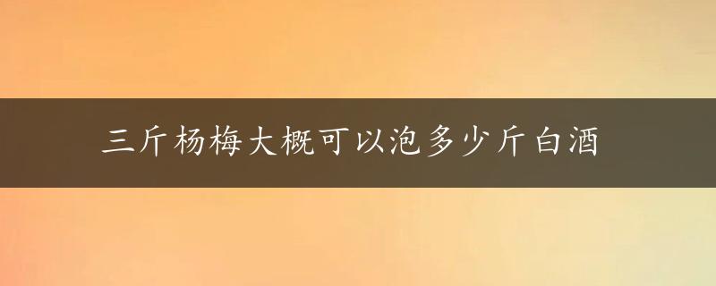 三斤杨梅大概可以泡多少斤白酒