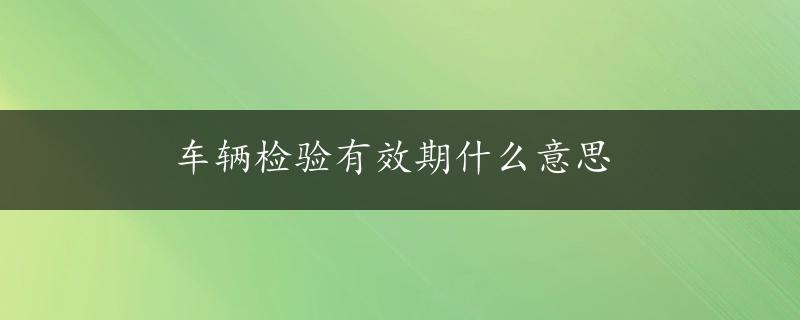 车辆检验有效期什么意思