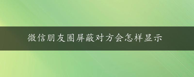 微信朋友圈屏蔽对方会怎样显示