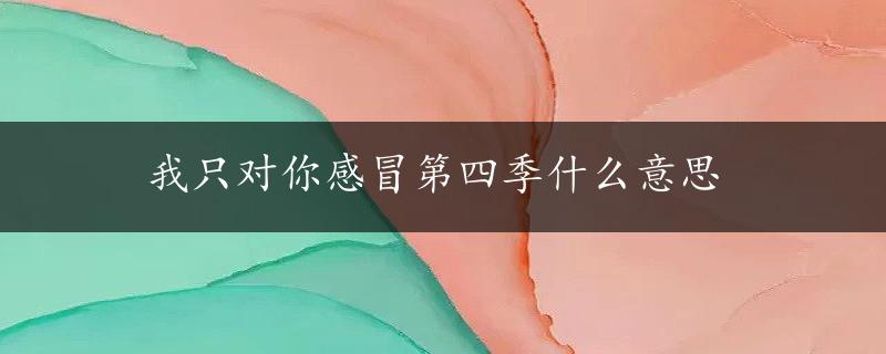 我只对你感冒第四季什么意思