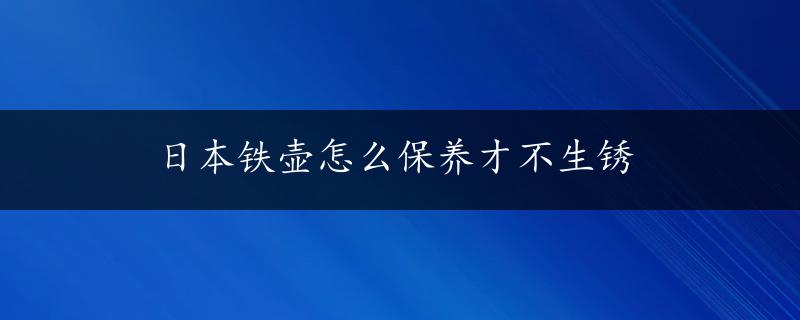 日本铁壶怎么保养才不生锈