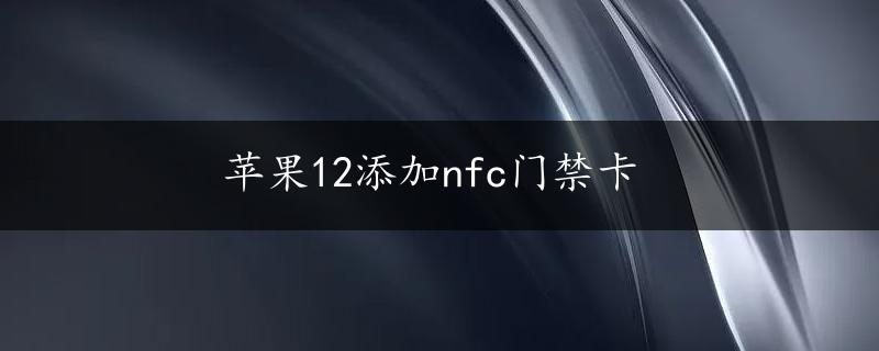 苹果12添加nfc门禁卡