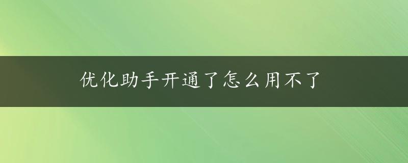 优化助手开通了怎么用不了