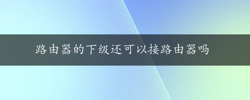 路由器的下级还可以接路由器吗