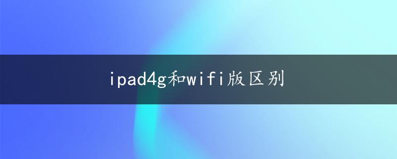 ipad4g和wifi版区别