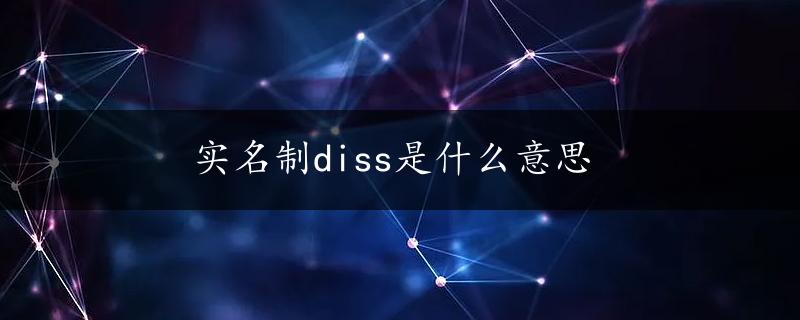 实名制diss是什么意思