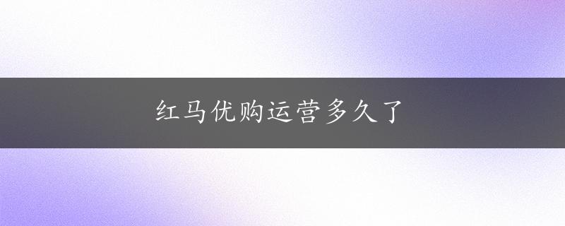 红马优购运营多久了