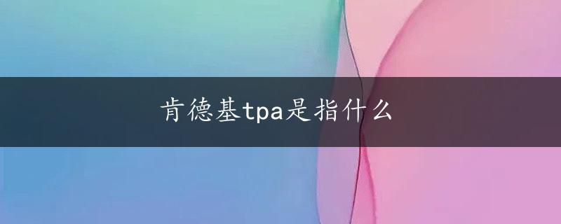 肯德基tpa是指什么