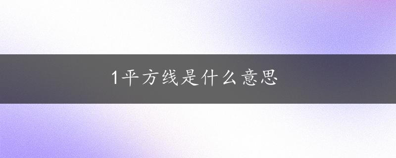 1平方线是什么意思