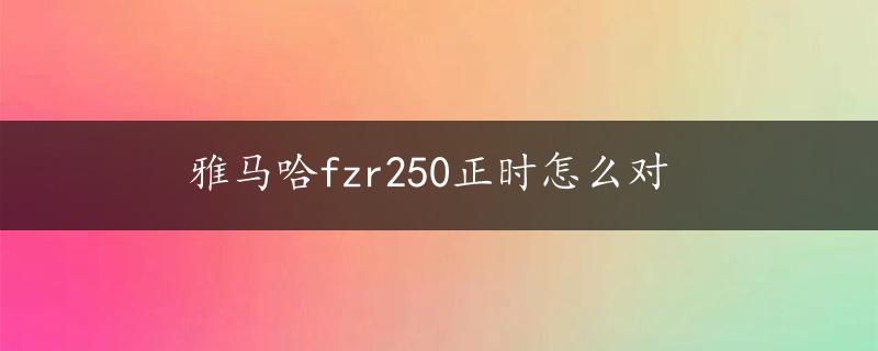 雅马哈fzr250正时怎么对