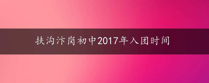 扶沟汴岗初中2017年入团时间