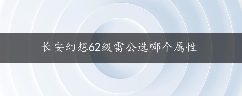 长安幻想62级雷公选哪个属性