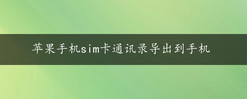 苹果手机sim卡通讯录导出到手机