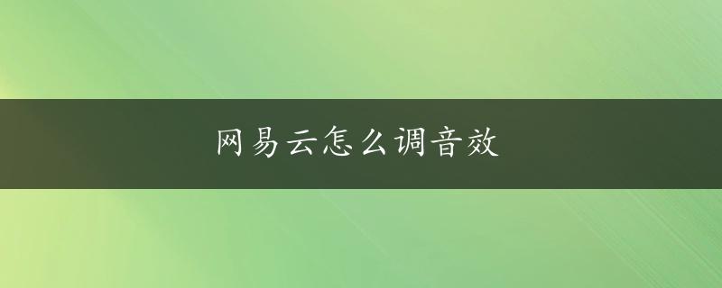 网易云怎么调音效