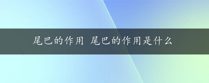 尾巴的作用 尾巴的作用是什么