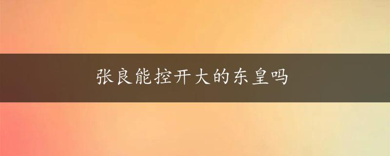 张良能控开大的东皇吗