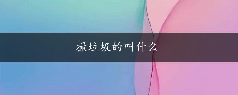 撮垃圾的叫什么