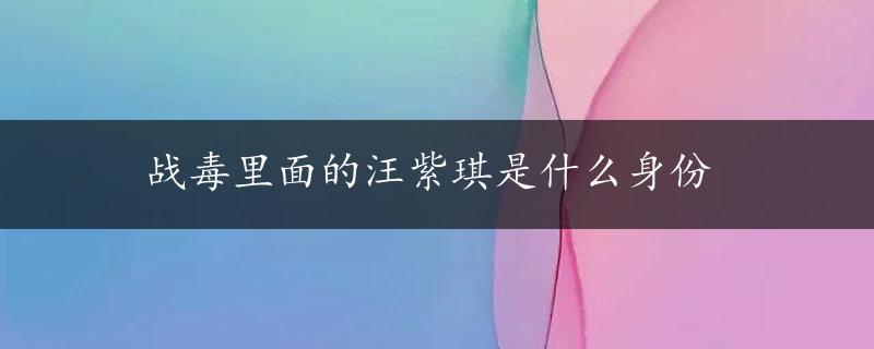 战毒里面的汪紫琪是什么身份