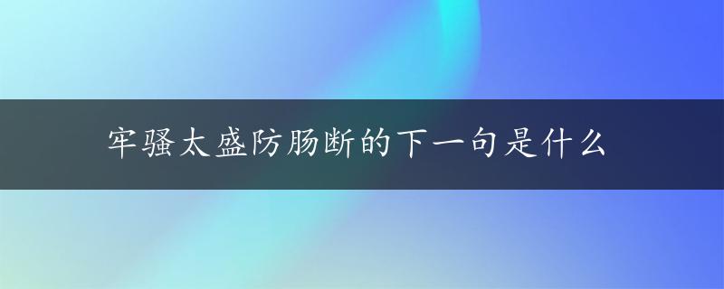 牢骚太盛防肠断的下一句是什么