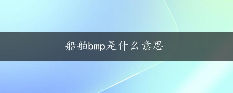 船舶bmp是什么意思