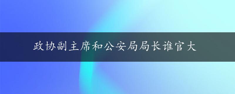 政协副主席和公安局局长谁官大