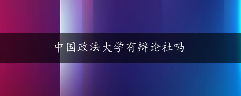 中国政法大学有辩论社吗