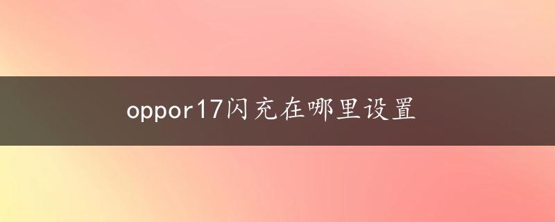 oppor17闪充在哪里设置