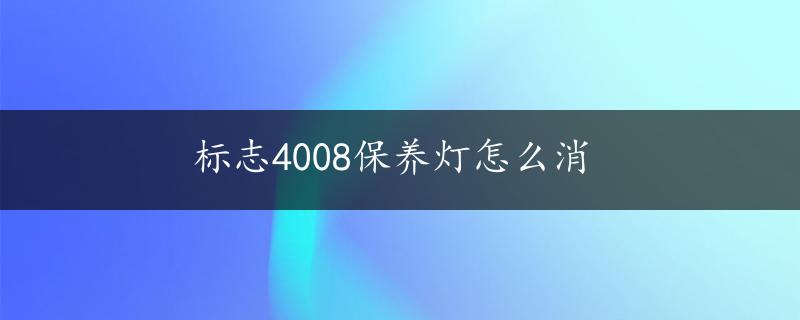 标志4008保养灯怎么消