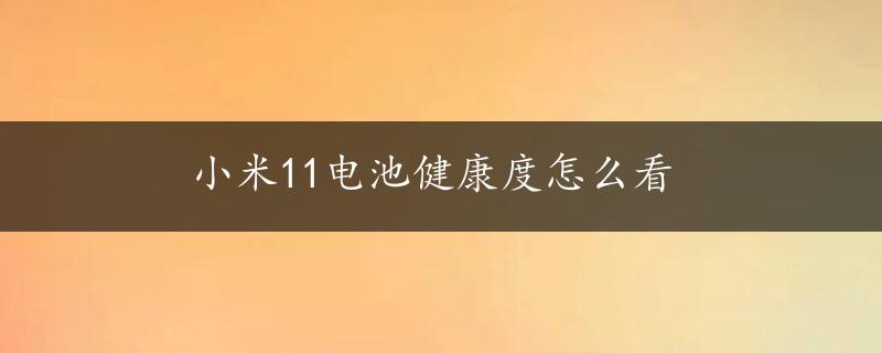 小米11电池健康度怎么看