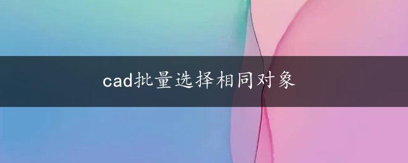 cad批量选择相同对象