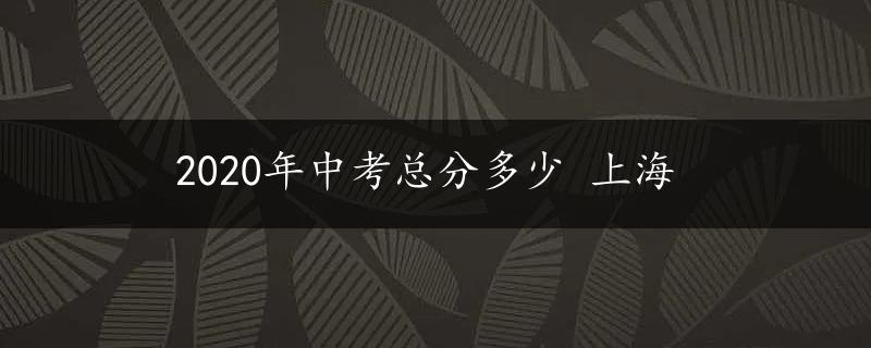 2020年中考总分多少 上海