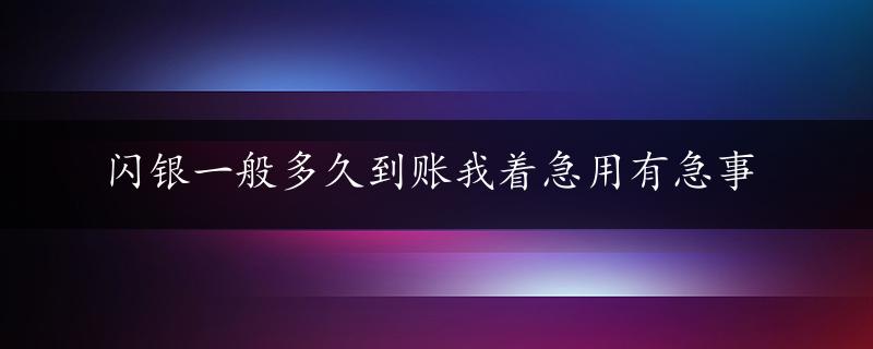 闪银一般多久到账我着急用有急事