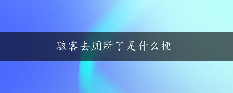 骇客去厕所了是什么梗