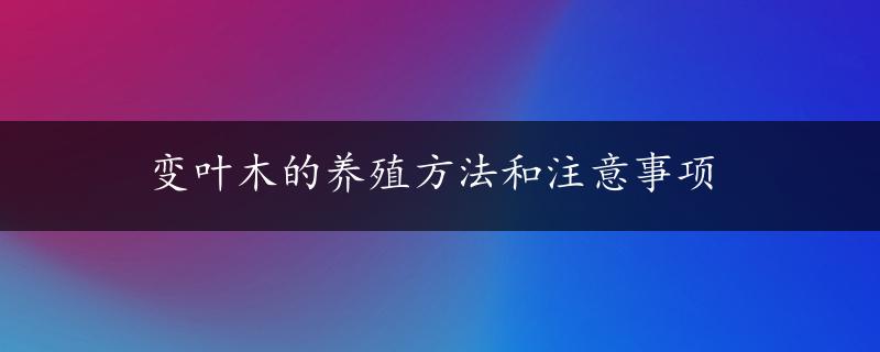 变叶木的养殖方法和注意事项