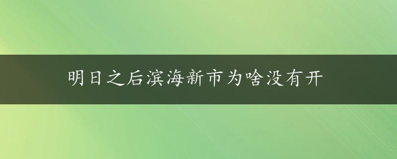 明日之后滨海新市为啥没有开