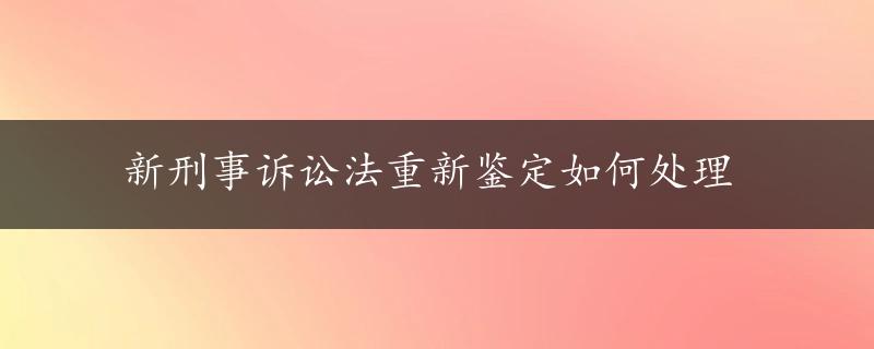 新刑事诉讼法重新鉴定如何处理